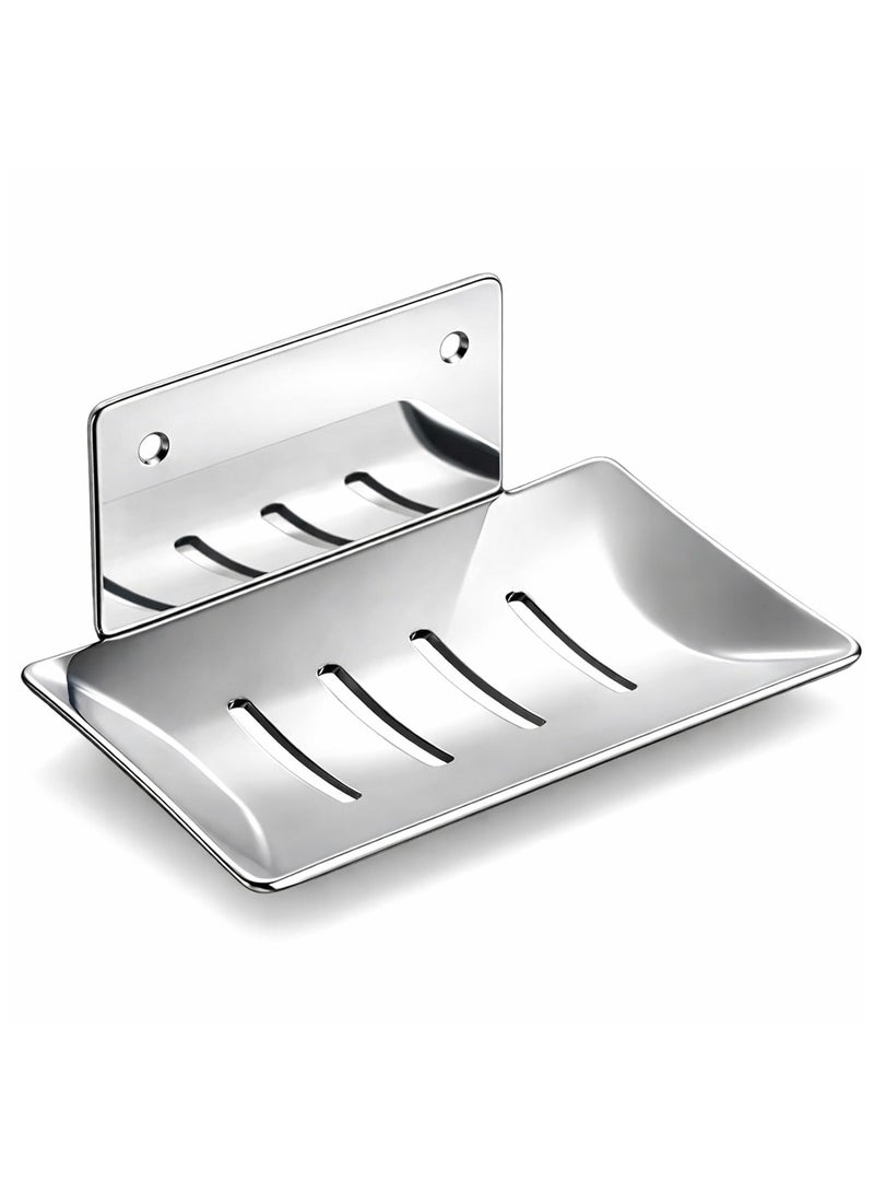 SARAOONT Stainless Steel Wall Mounted Soap Dish Self Adhesive Bathroom Soap Holder with Drainage - Image 1